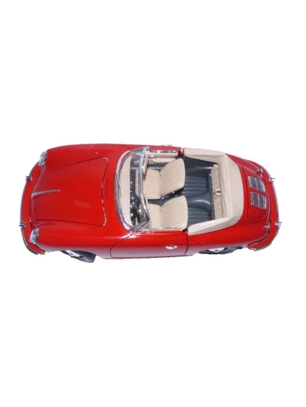 Bburago red diecast 1961 Porche 356B convertible 1/18 scale model car with stand
